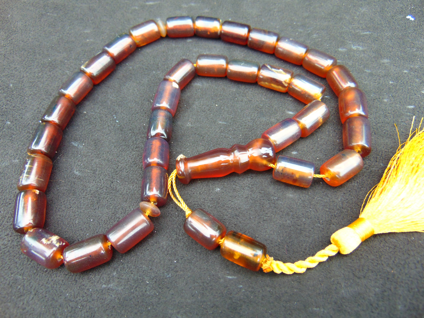 53 gr Komboloi Rosary 33+2 Beads 11x16 mm Indonesian Yellow Red Amber for Healing TT26