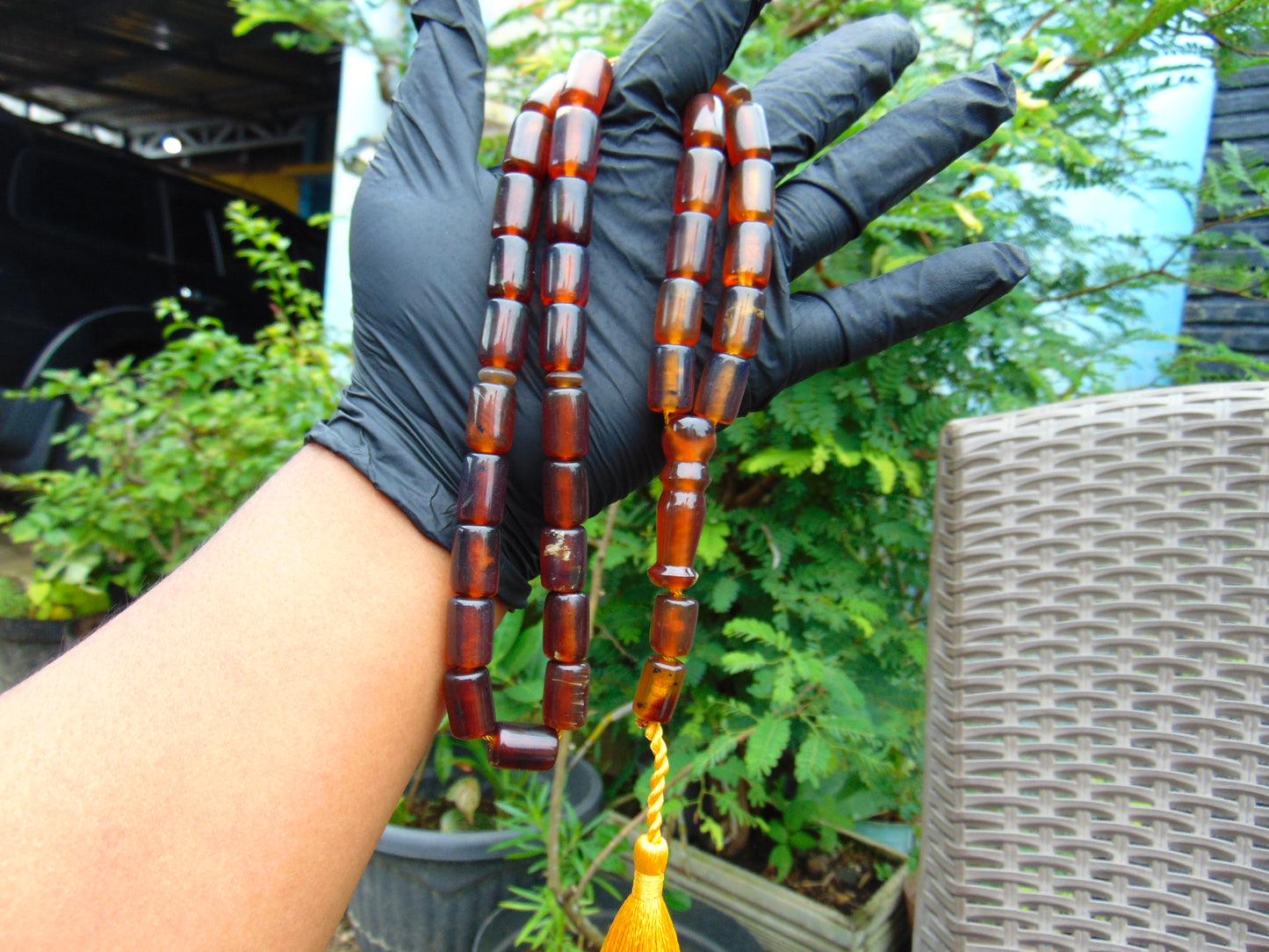 53 gr Komboloi Rosary 33+2 Beads 11x16 mm Indonesian Yellow Red Amber for Healing TT26