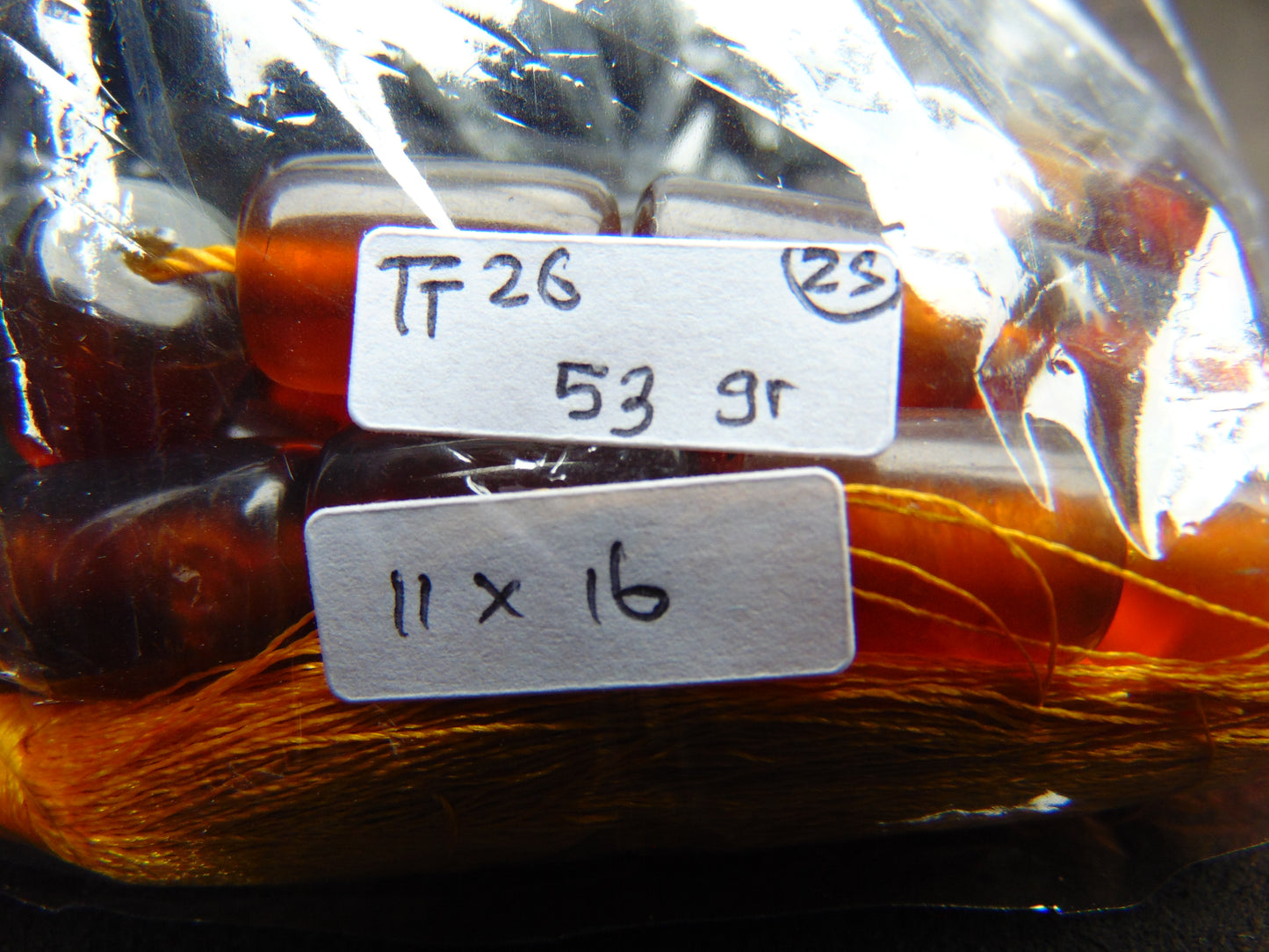 53 gr Komboloi Rosary 33+2 Beads 11x16 mm Indonesian Yellow Red Amber for Healing TT26