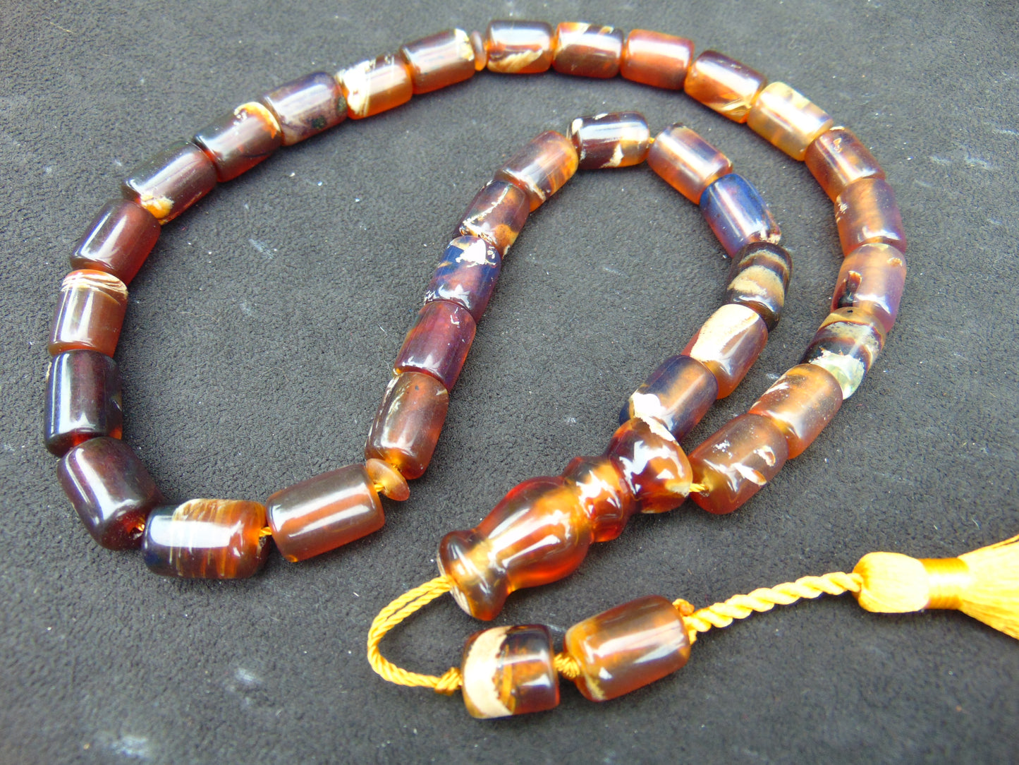 54 gr Komboloi Tasbih Rosary 33+2 Beads 11x16 mm Indonesian Yellow Bluish Amber for Healing TT39