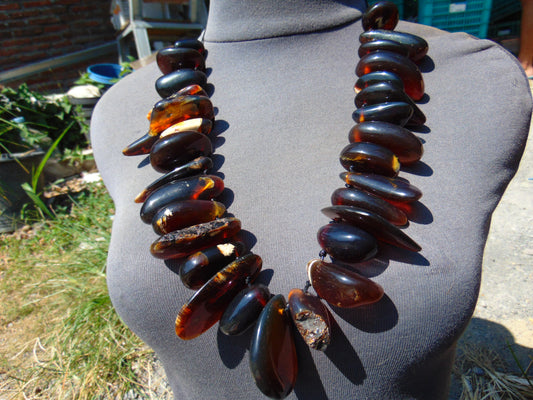 219 gram Small Beads Combination Necklace Statement Indonesian Amber for Healing A651