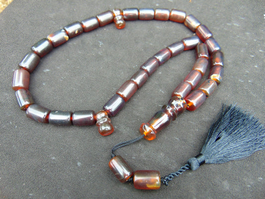 74 gr Komboloi Tasbih Rosary 33+2 Beads 12x17 mm Indonesian Dark Red Amber for Healing TT24