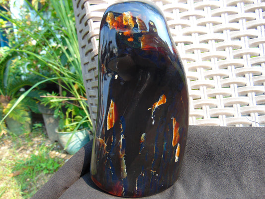 368 gr Full Polished 17x9x5 cm Indonesian Dark Blue Amber for Healing AR75