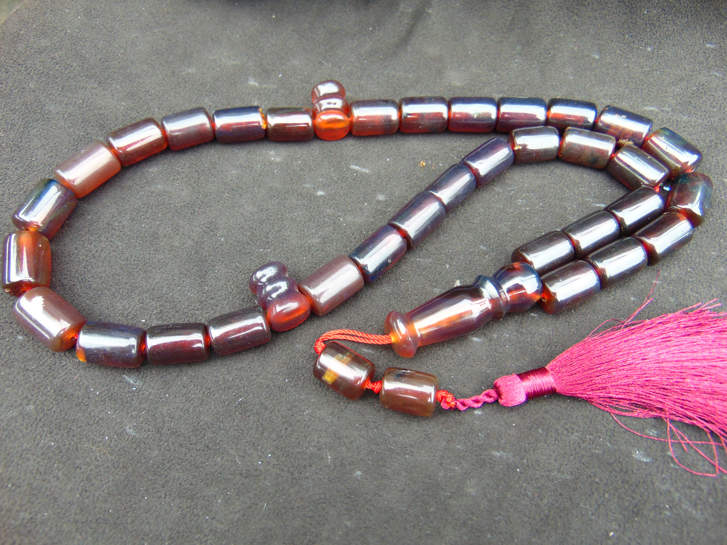 78 gr Komboloi Rosary 33+2 Beads 13x18 mm Indonesian Dark Red Amber for Healing TT25
