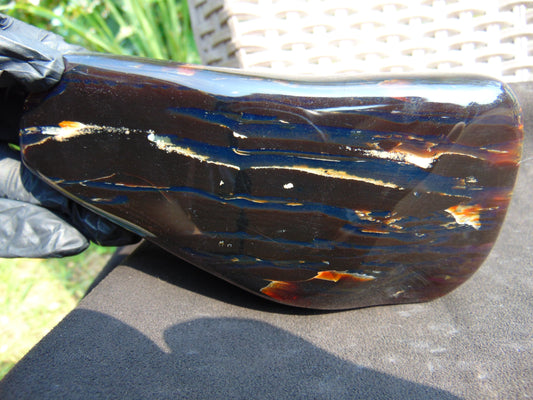368 gr Full Polished 17x9x5 cm Indonesian Dark Blue Amber for Healing AR75