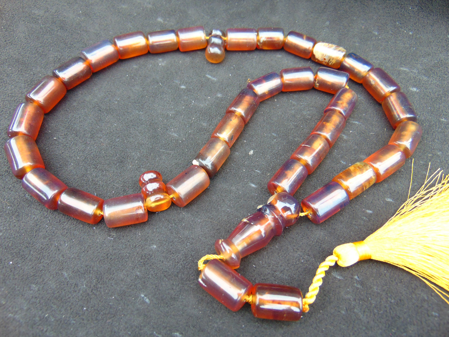 80 gr Komboloi Tasbih Rosary 33+2 Beads 12x18 mm Indonesian Yellow Bluish Amber for Healing TT21