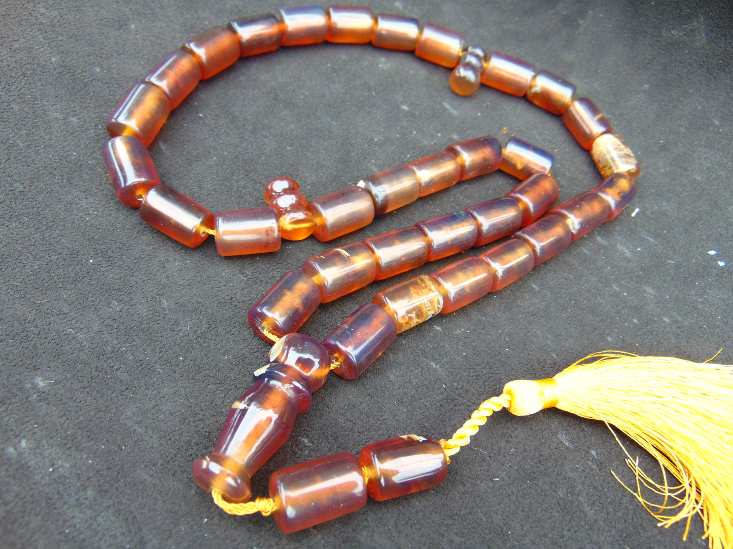 80 gr Komboloi Tasbih Rosary 33+2 Beads 12x18 mm Indonesian Yellow Bluish Amber for Healing TT21