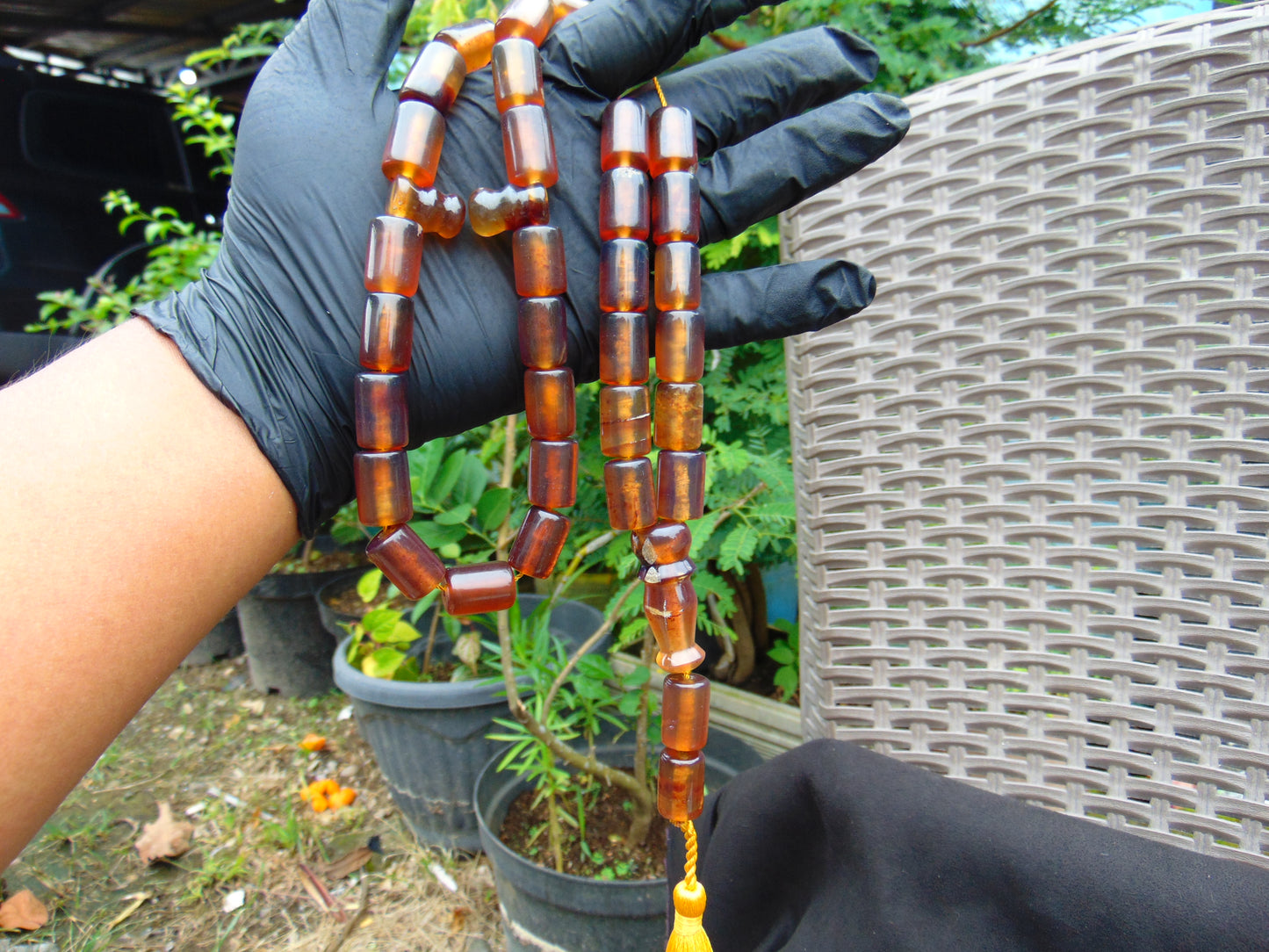 80 gr Komboloi Tasbih Rosary 33+2 Beads 12x18 mm Indonesian Yellow Bluish Amber for Healing TT21