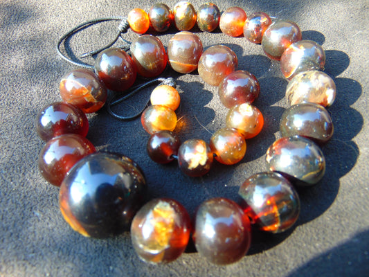 63 gram Small Beads Combination Necklace Indonesian Orange Amber for Healing NE229