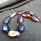 197 gr 11 beads necklace Indonesian Dark Blue Amber for Healing A11k100