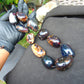 233 gr 11 bds Mushroom Inclusion Indonesian Dark Blue Amber for Healing A11k101