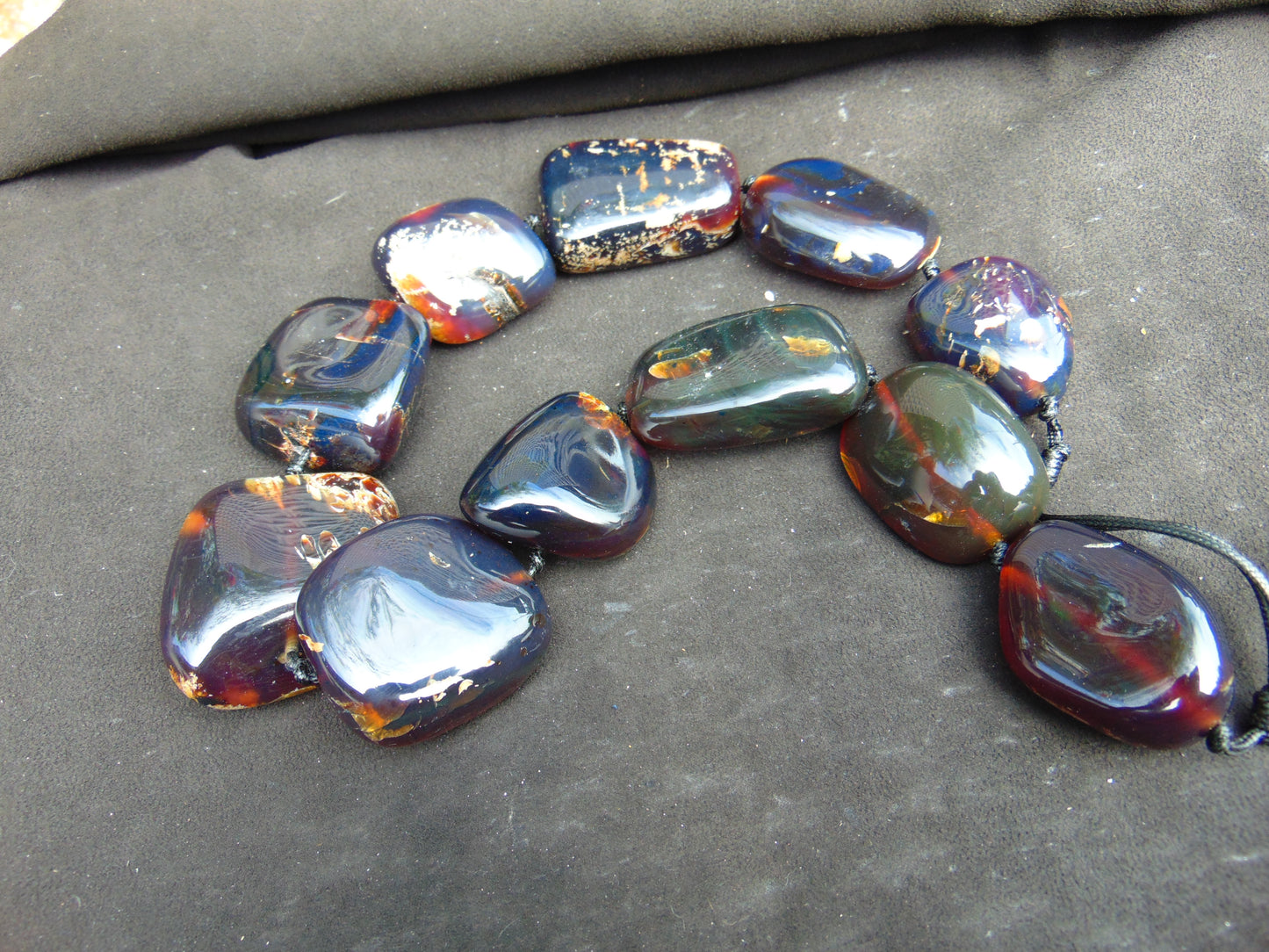 311 gr 11 beads necklace Indonesian Blue Amber for Healing A11K97