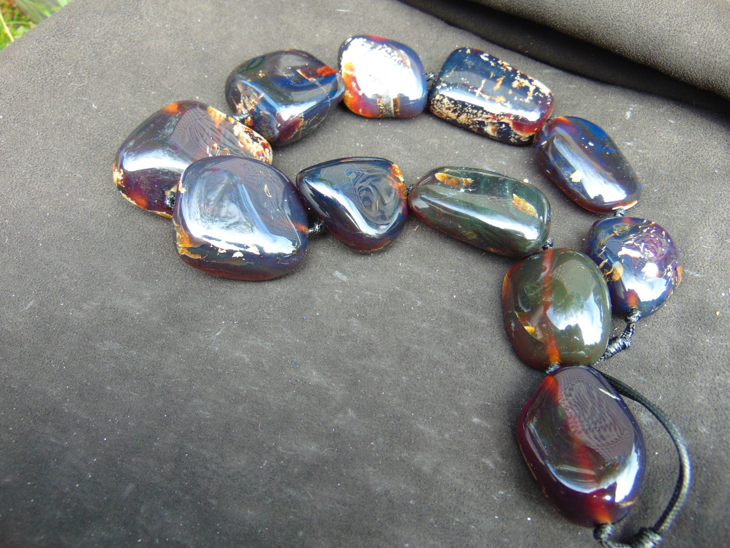 311 gr 11 beads necklace Indonesian Blue Amber for Healing A11K97