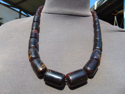 61 gram Small Beads Combination Necklace Indonesian Dark Red Amber for Healing NE223