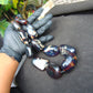 251 gr 11 beads necklace Indonesian Dark Blue Amber for Healing A11K102