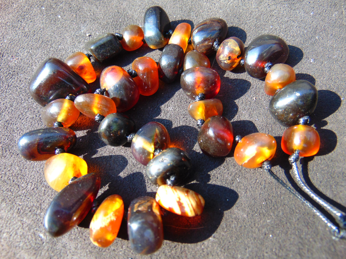 52 gram Small Beads Combination Necklace Indonesian Red White Amber for Healing A658