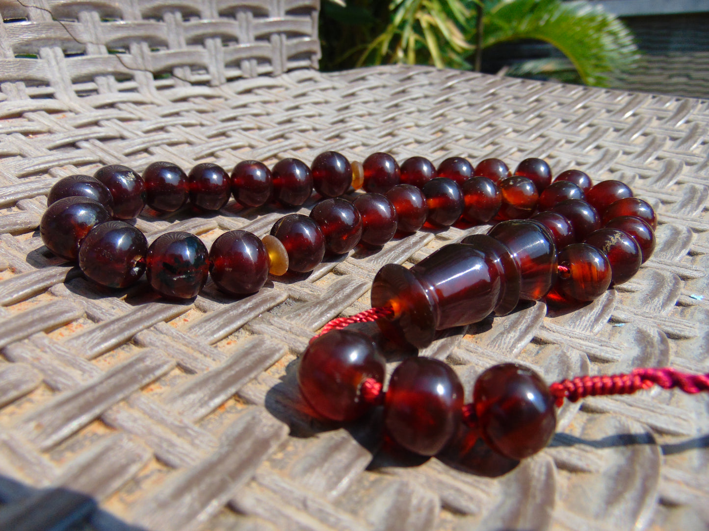 47 gr Hand Tasbih Mesbah Rosary 36 Beads 12 mm Indonesian Cherry Red Amber for Healing No.34