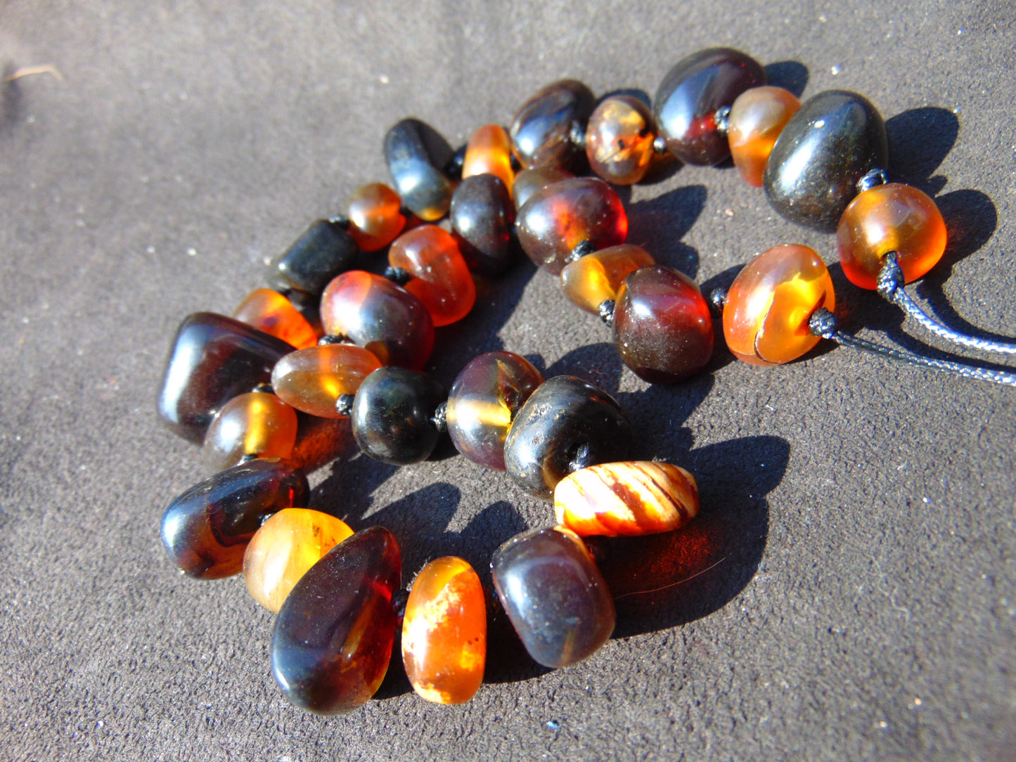 52 gram Small Beads Combination Necklace Indonesian Red White Amber for Healing A658