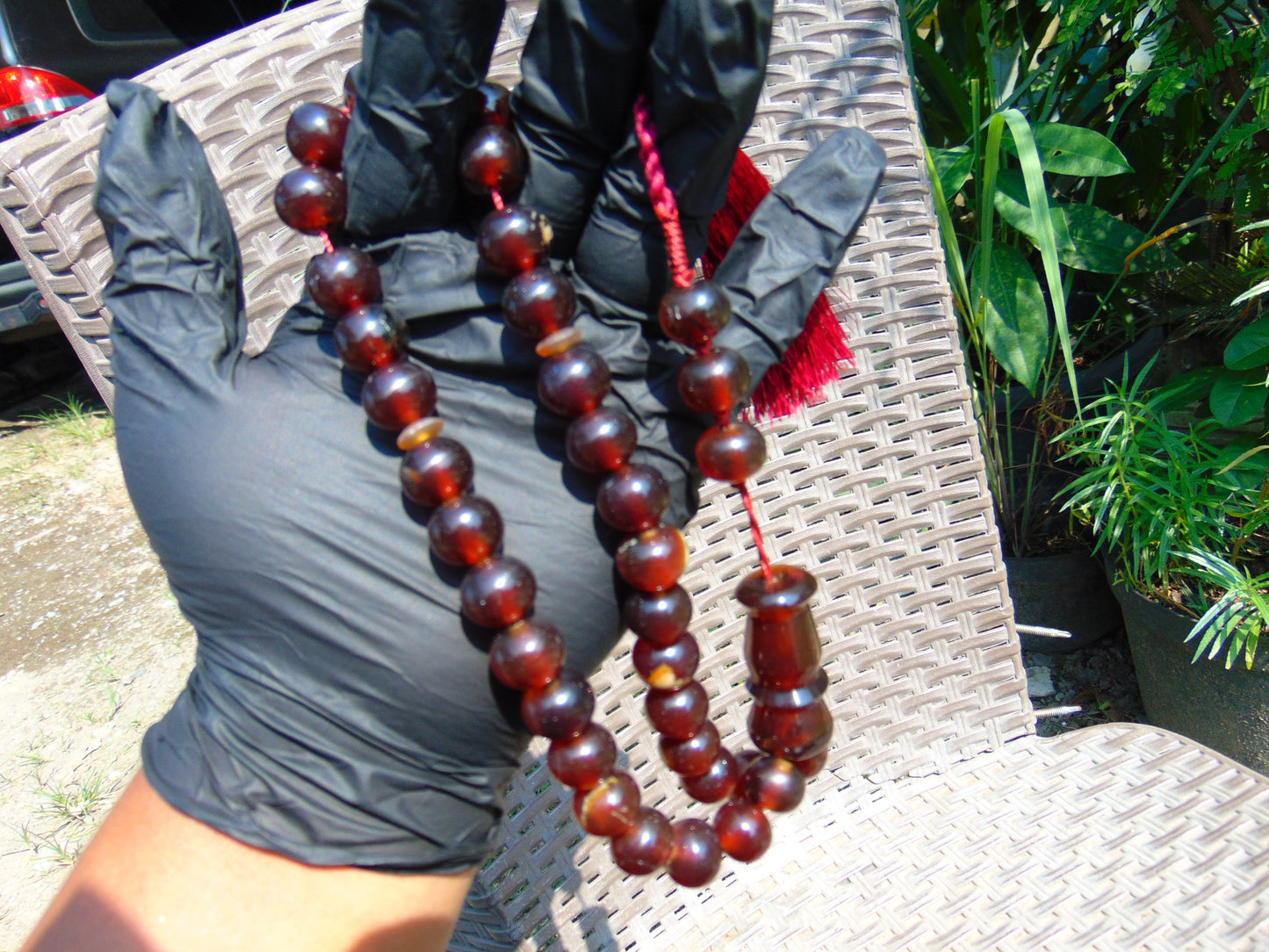 47 gr Hand Tasbih Mesbah Rosary 36 Beads 12 mm Indonesian Cherry Red Amber for Healing No.34
