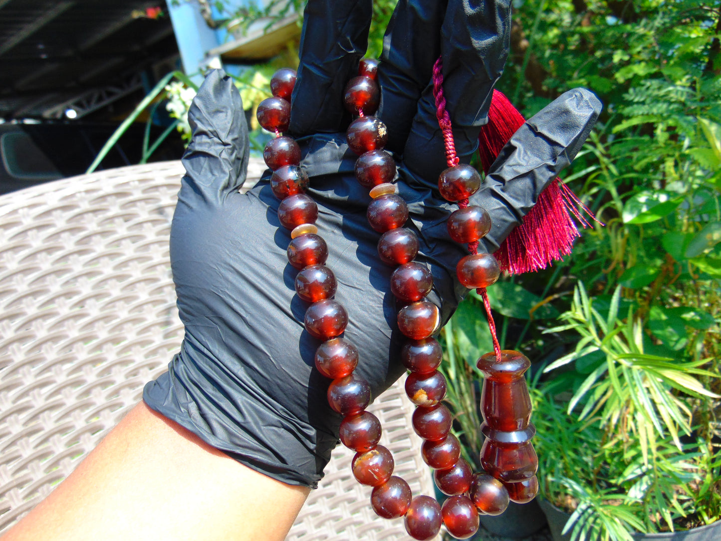 47 gr Hand Tasbih Mesbah Rosary 36 Beads 12 mm Indonesian Cherry Red Amber for Healing No.34