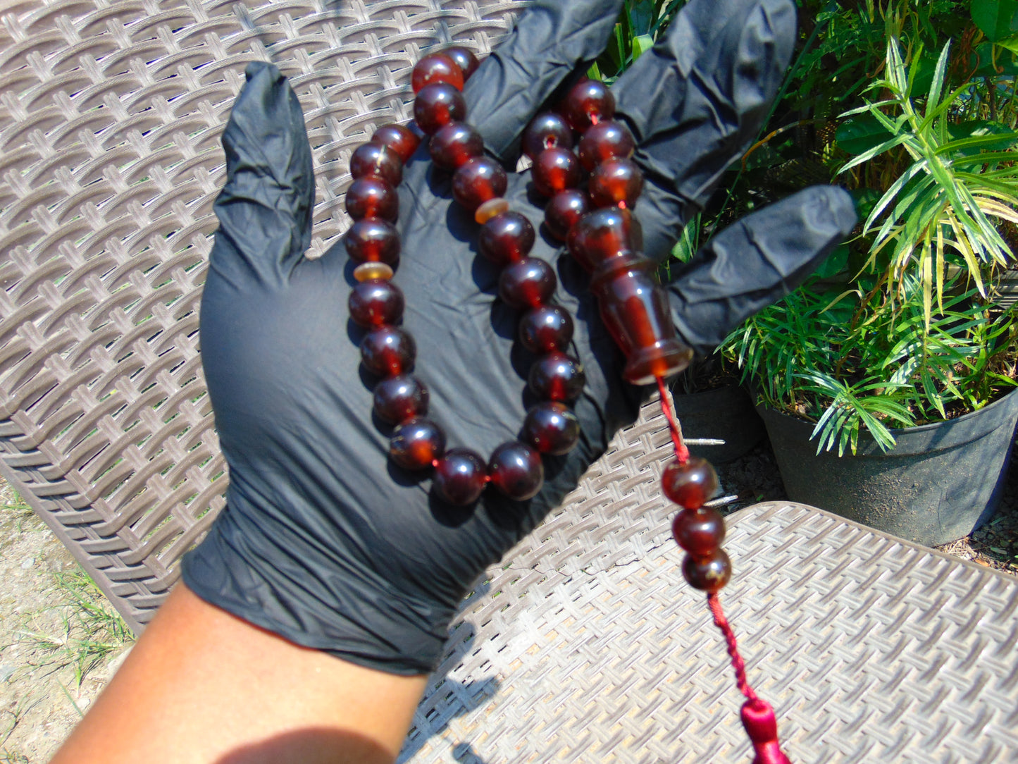 47 gr Hand Tasbih Mesbah Rosary 36 Beads 12 mm Indonesian Cherry Red Amber for Healing No.34