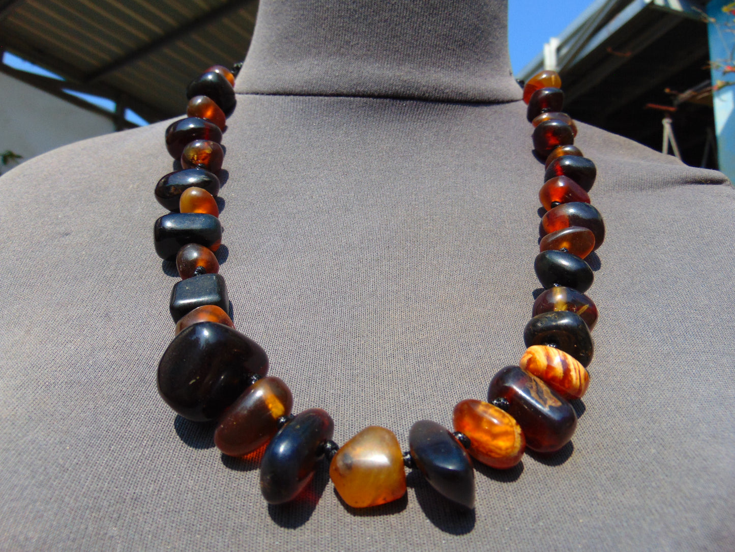 52 gram Small Beads Combination Necklace Indonesian Red White Amber for Healing A658