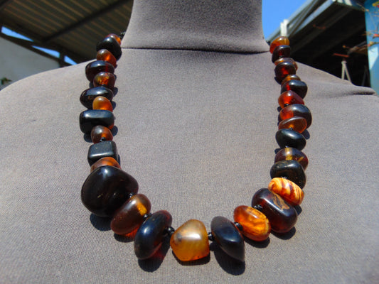 52 gram Small Beads Combination Necklace Indonesian Red White Amber for Healing A658