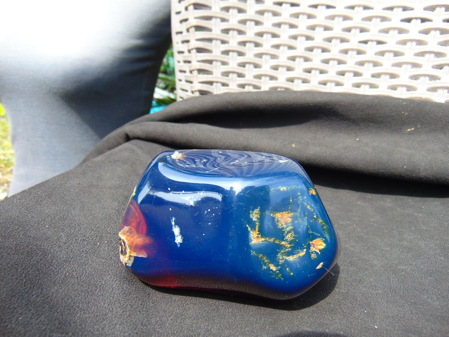 264 Gr Full Polished 105x65x57 Indonesian Blue Amber for Healing ML87