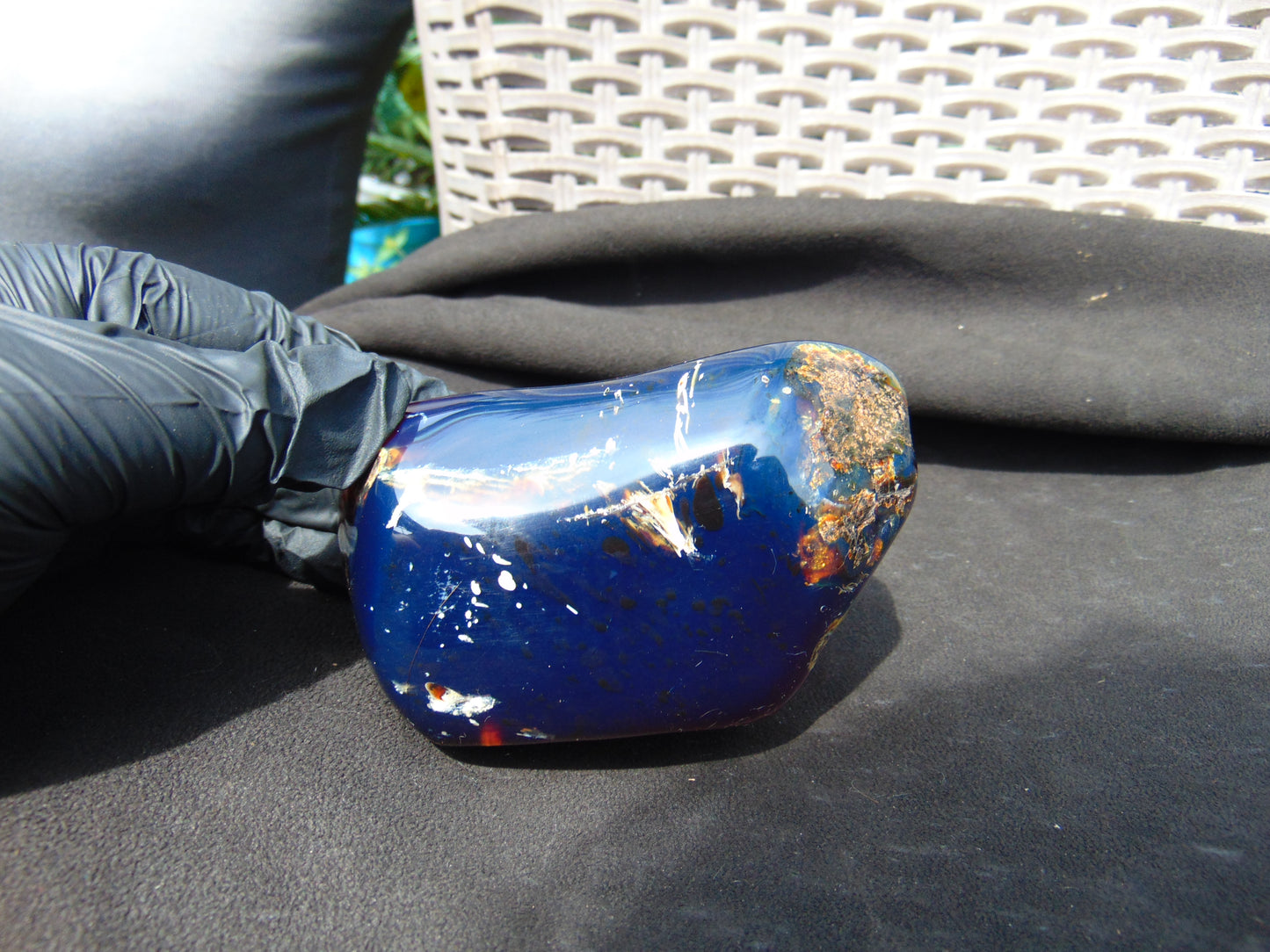 264 Gr Full Polished 105x65x57 Indonesian Blue Amber for Healing ML87