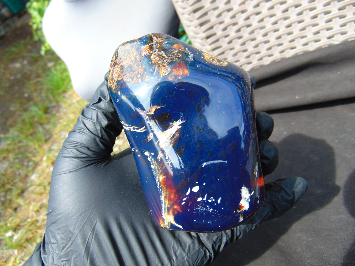 264 Gr Full Polished 105x65x57 Indonesian Blue Amber for Healing ML87