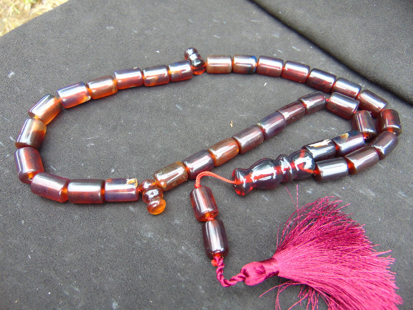 79 gr Komboloi Rosary 33+2 Beads 12x18 mm Indonesian Red Amber for Healing TT12