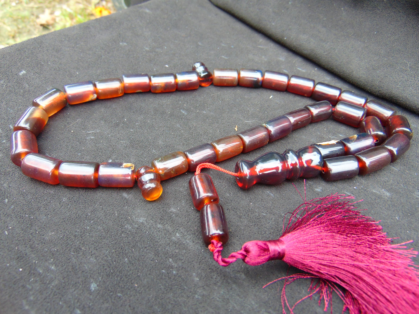 79 gr Komboloi Rosary 33+2 Beads 12x18 mm Indonesian Red Amber for Healing TT12