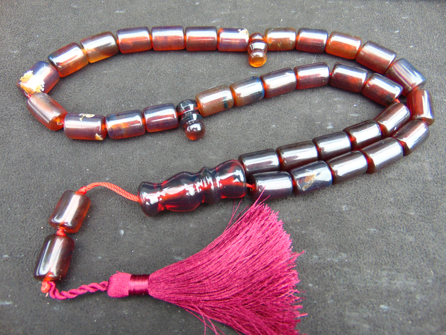 79 gr Komboloi Rosary 33+2 Beads 12x18 mm Indonesian Red Amber for Healing TT12
