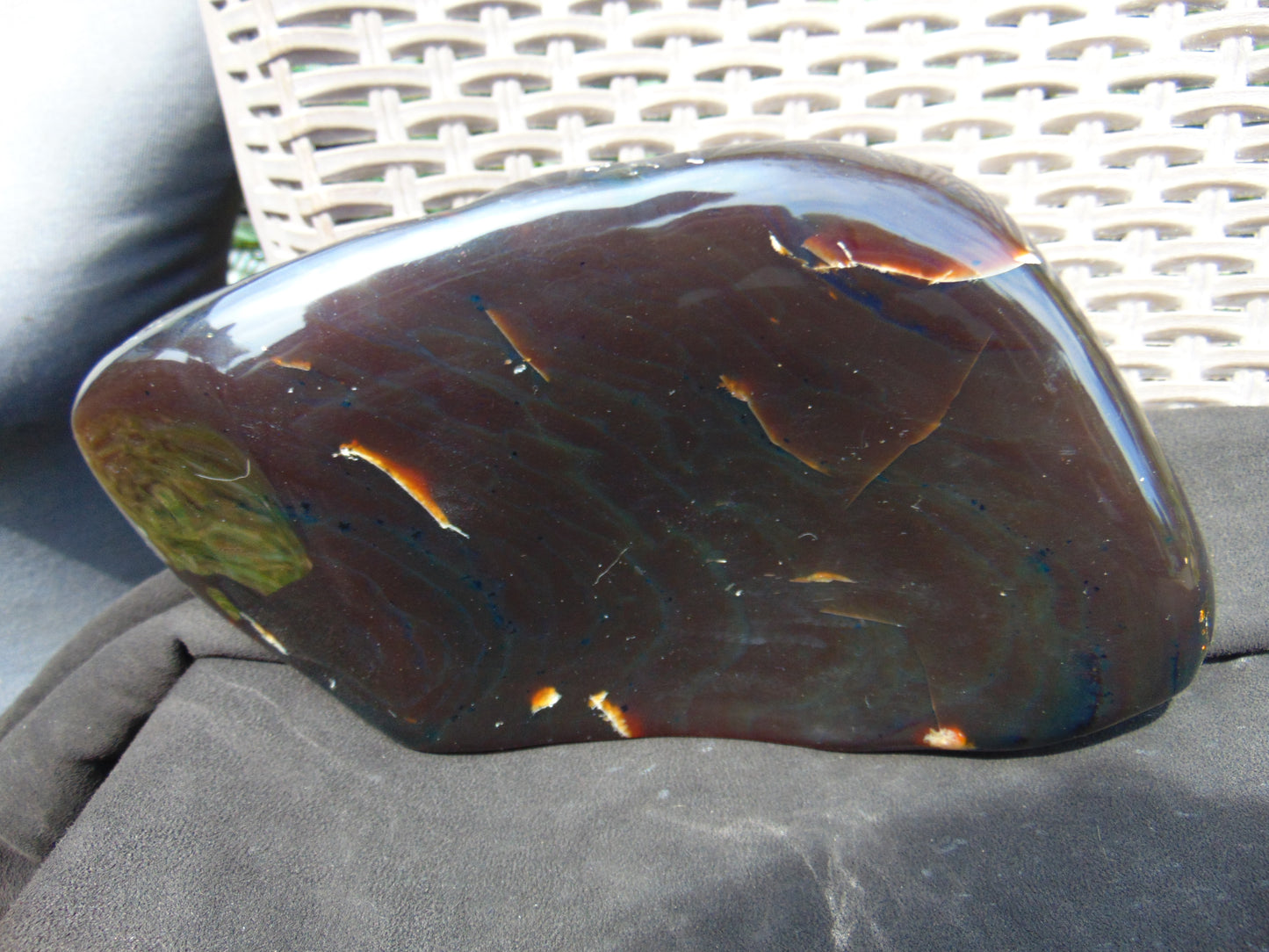 1730 gram Full polished 27x14x11 Indonesian Dark Green Blue Amber for Healing AR150