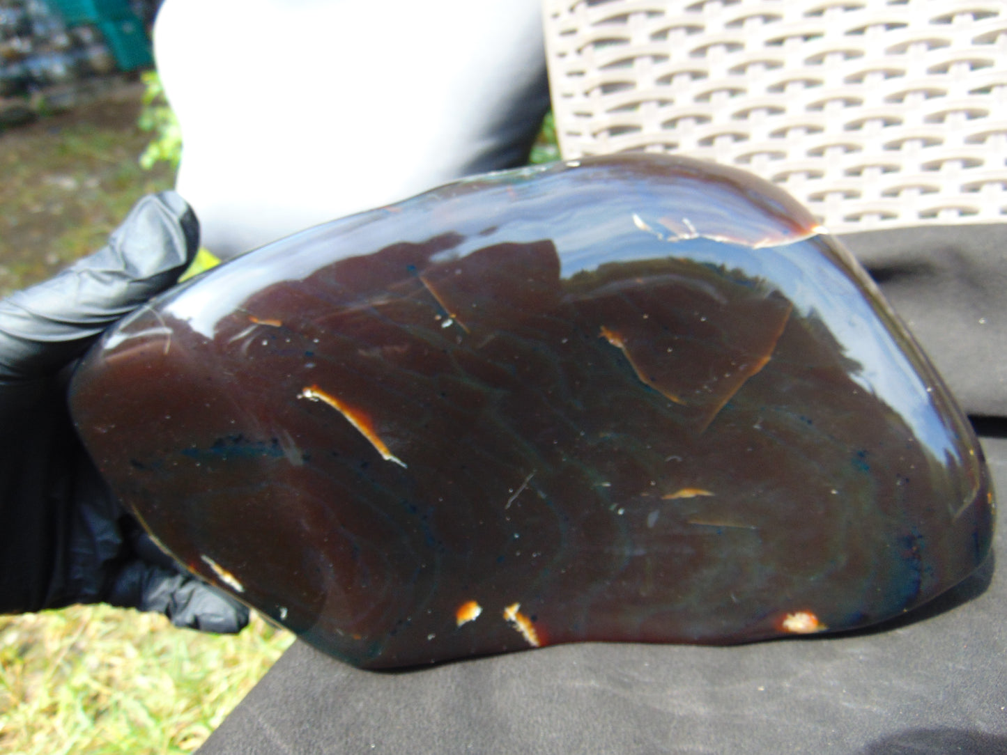 1730 gram Full polished 27x14x11 Indonesian Dark Green Blue Amber for Healing AR150