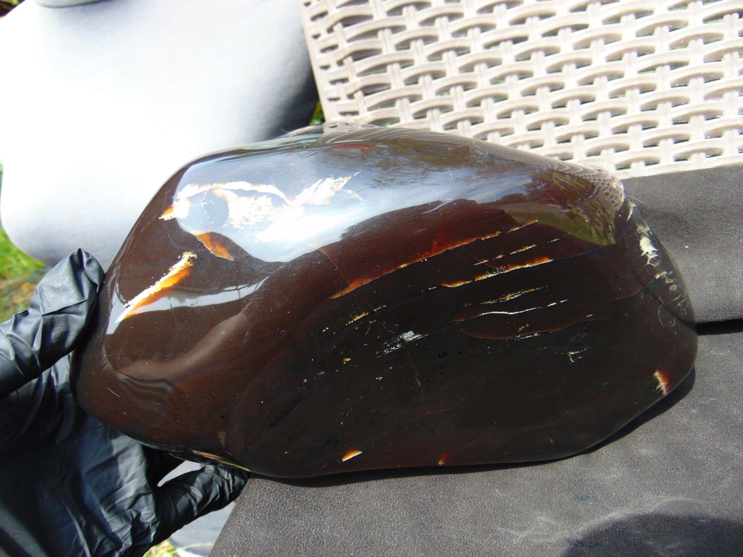 1730 gram Full polished 27x14x11 Indonesian Dark Green Blue Amber for Healing AR150