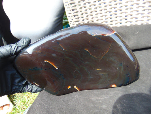 1730 gram Full polished 27x14x11 Indonesian Dark Green Blue Amber for Healing AR150