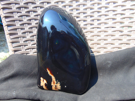 1089 gr Full Polished 20x11x9 cm Indonesia Black Bluish Amber for Healing SL10