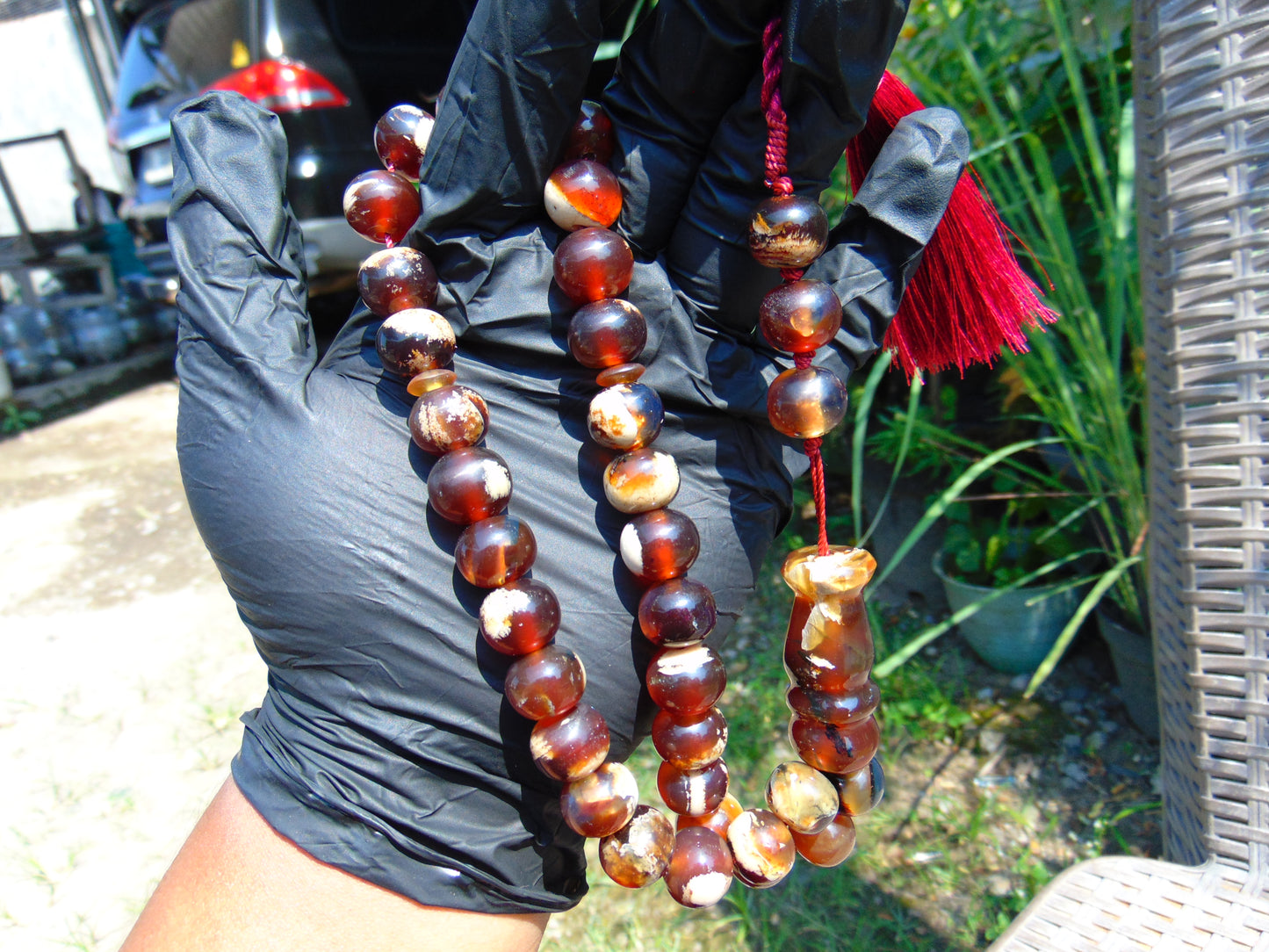 48 gr Hand Tasbih Mesbah Rosary 36 Beads 12 mm Indonesian Yellow white Amber for Healing No.31