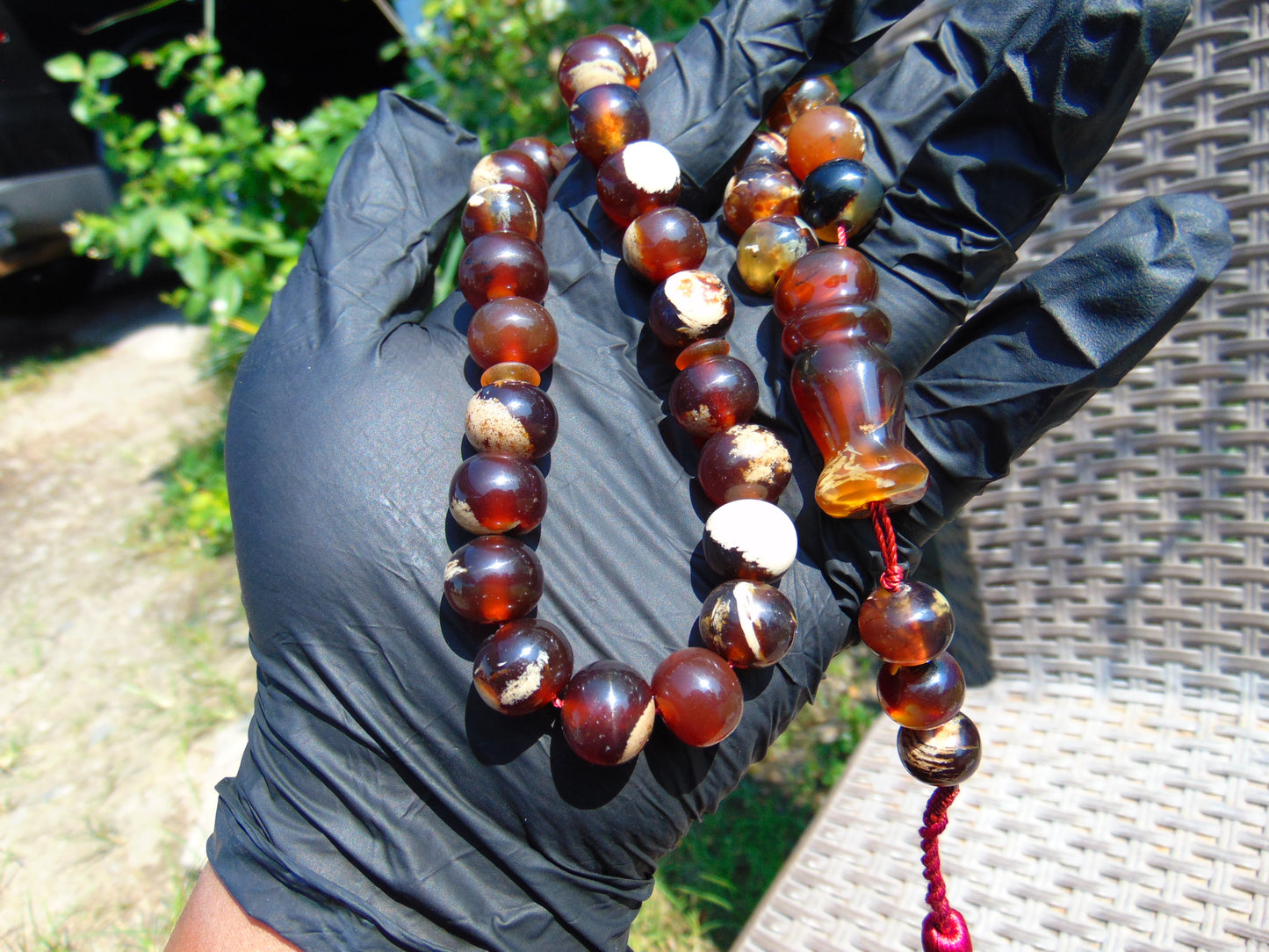 48 gr Hand Tasbih Mesbah Rosary 36 Beads 12 mm Indonesian Yellow white Amber for Healing No.31