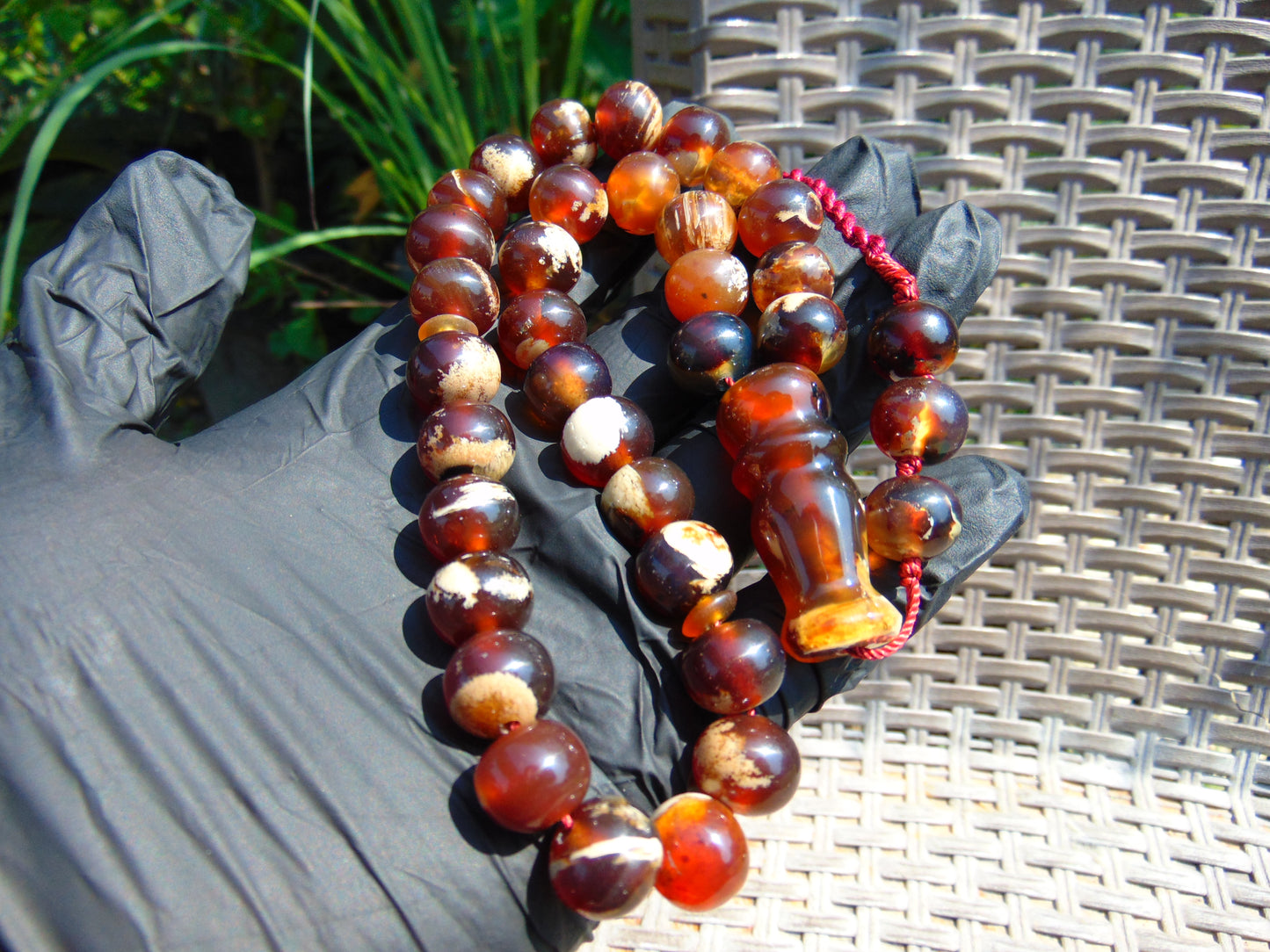 48 gr Hand Tasbih Mesbah Rosary 36 Beads 12 mm Indonesian Yellow white Amber for Healing No.31