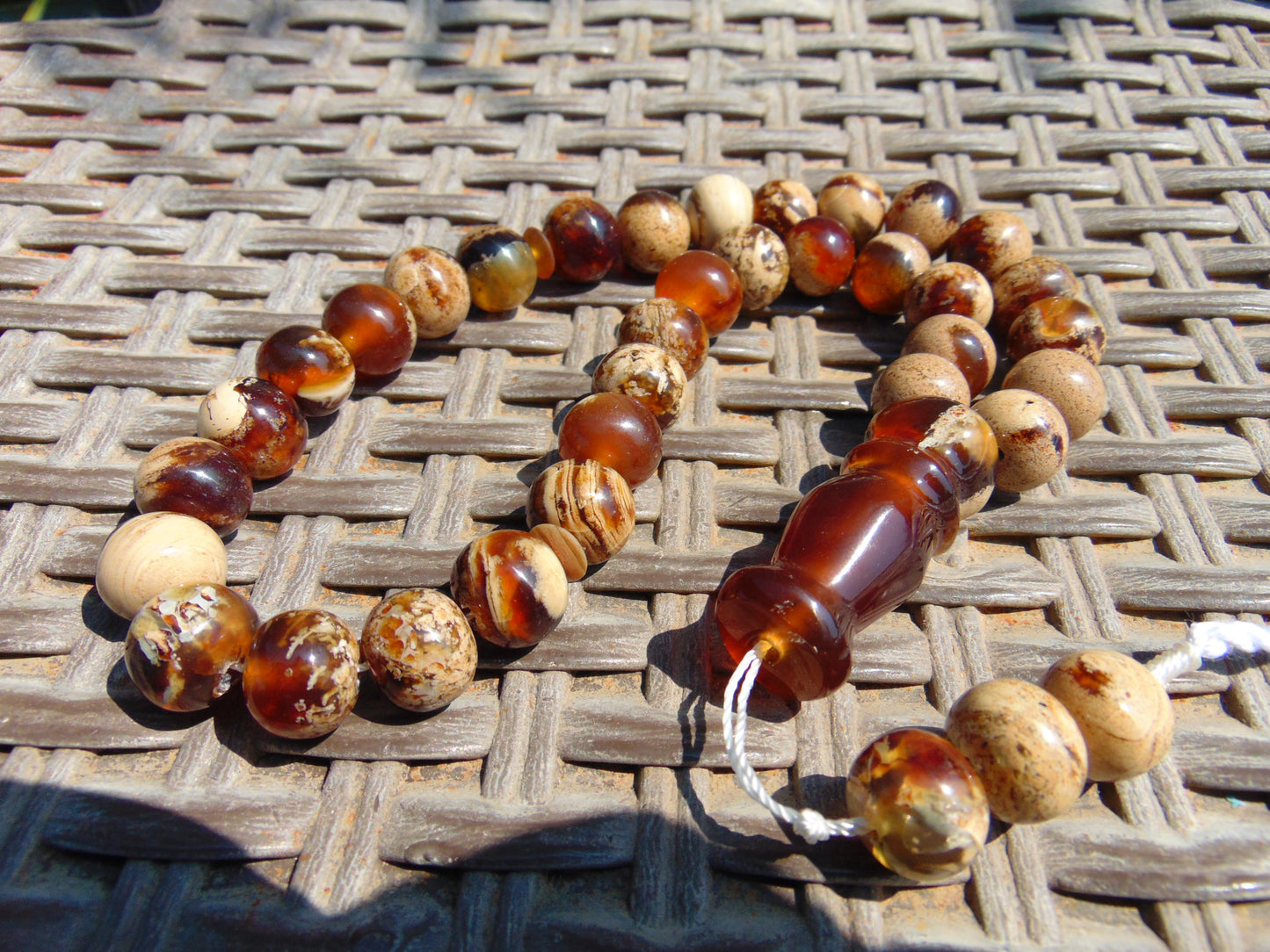 46 gr Hand Tasbih 33+3 Beads 12 mm Indonesian White Amber for Healing No.27