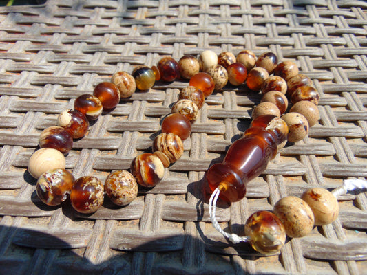 46 gr Hand Tasbih 33+3 Beads 12 mm Indonesian White Amber for Healing No.27