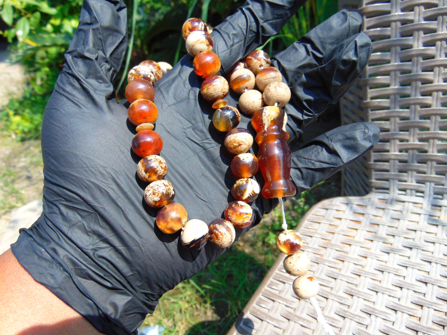 46 gr Hand Tasbih 33+3 Beads 12 mm Indonesian White Amber for Healing No.27