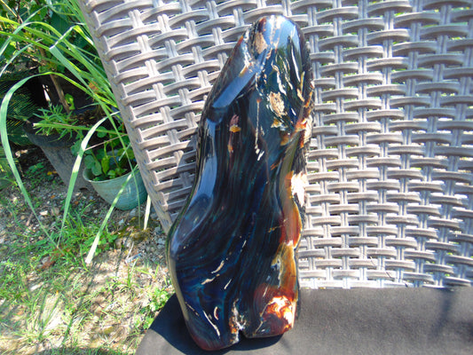 1103 gr Full Polished 16x10x2 cm Indonesian Dark Blue Amber for Healing ML24