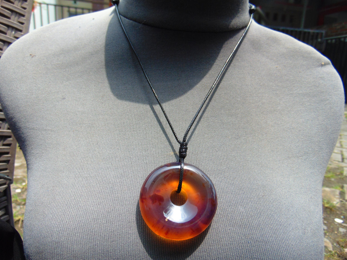 23 gr Donut Pendant Indonesian Blue Amber for Healing 26Y41