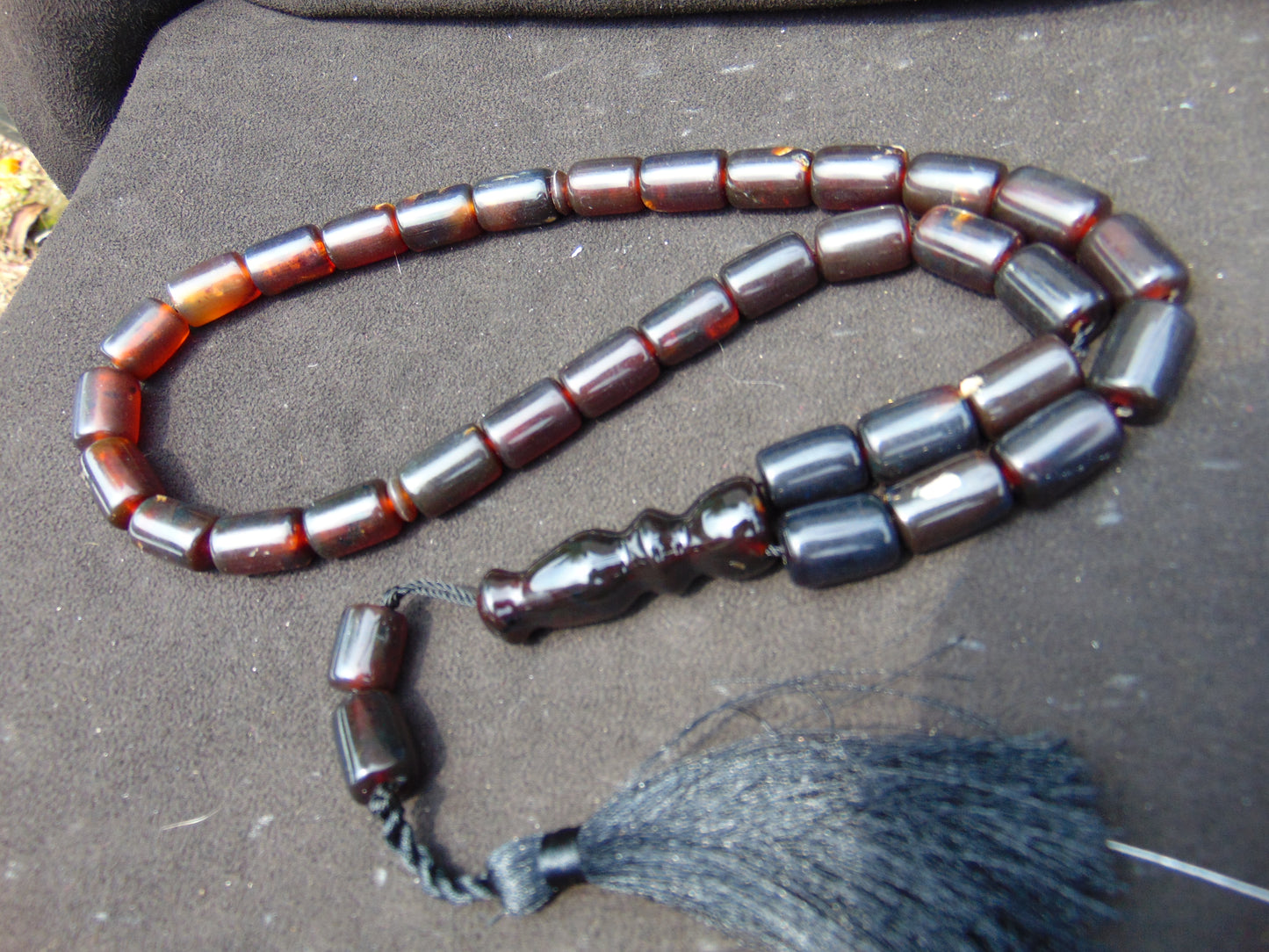 53 gr Komboloi Tasbih Rosary 33+2 Beads 11x16 mm Indonesian Dark Red Amber for Healing TT2