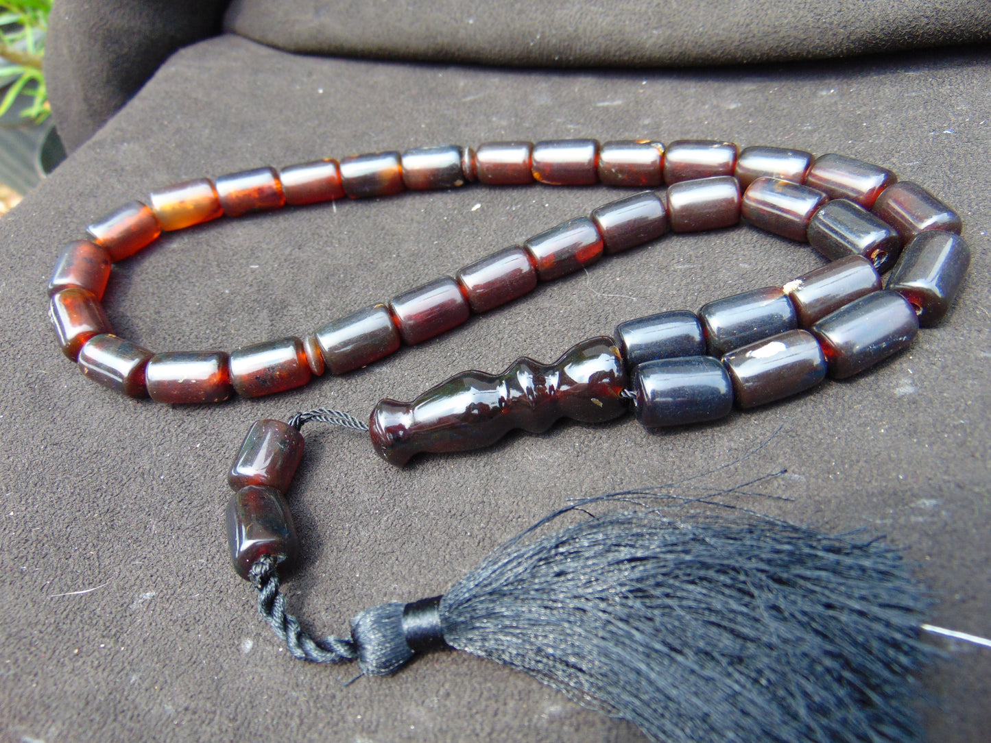 53 gr Komboloi Tasbih Rosary 33+2 Beads 11x16 mm Indonesian Dark Red Amber for Healing TT2