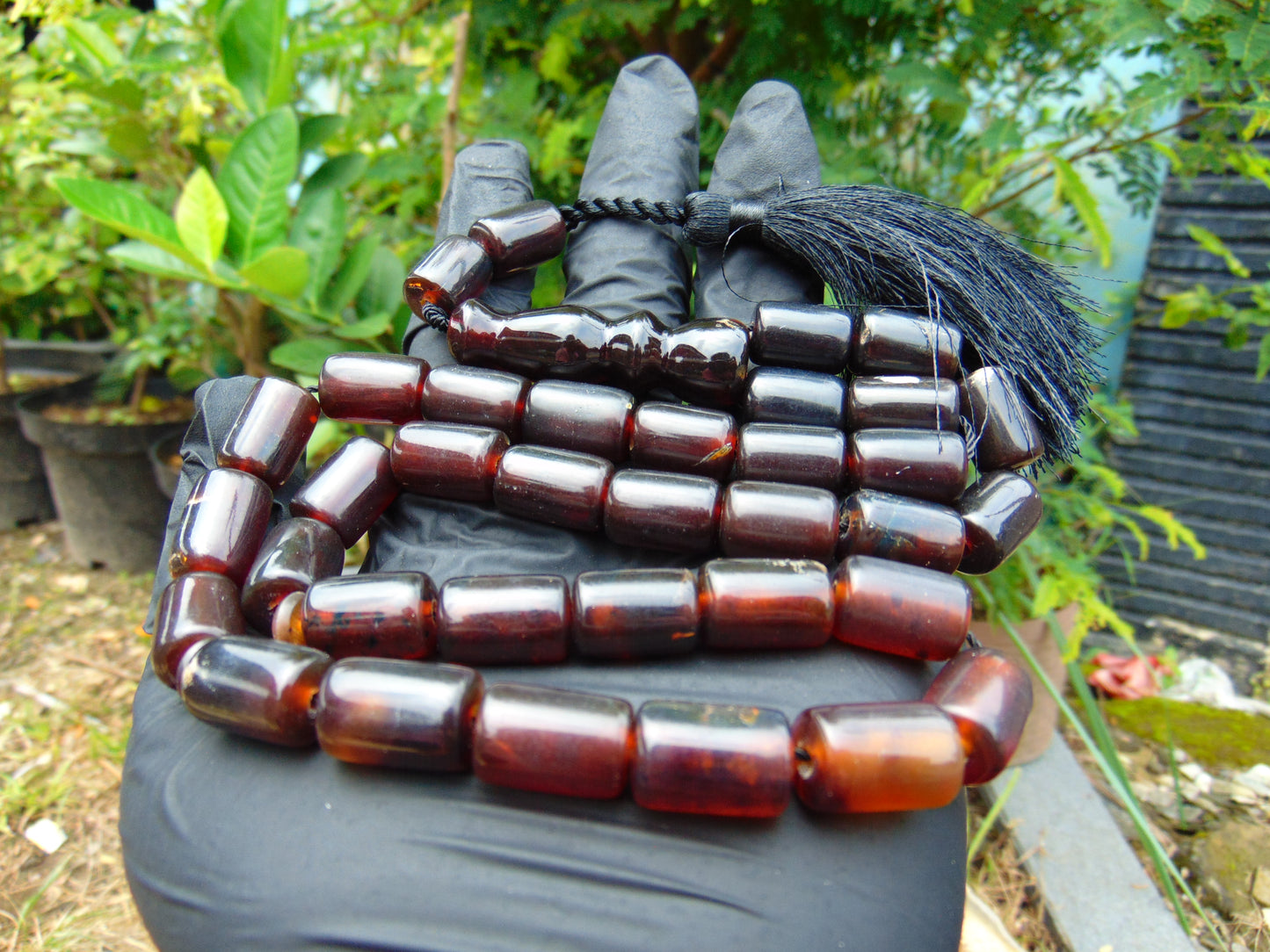 53 gr Komboloi Tasbih Rosary 33+2 Beads 11x16 mm Indonesian Dark Red Amber for Healing TT2