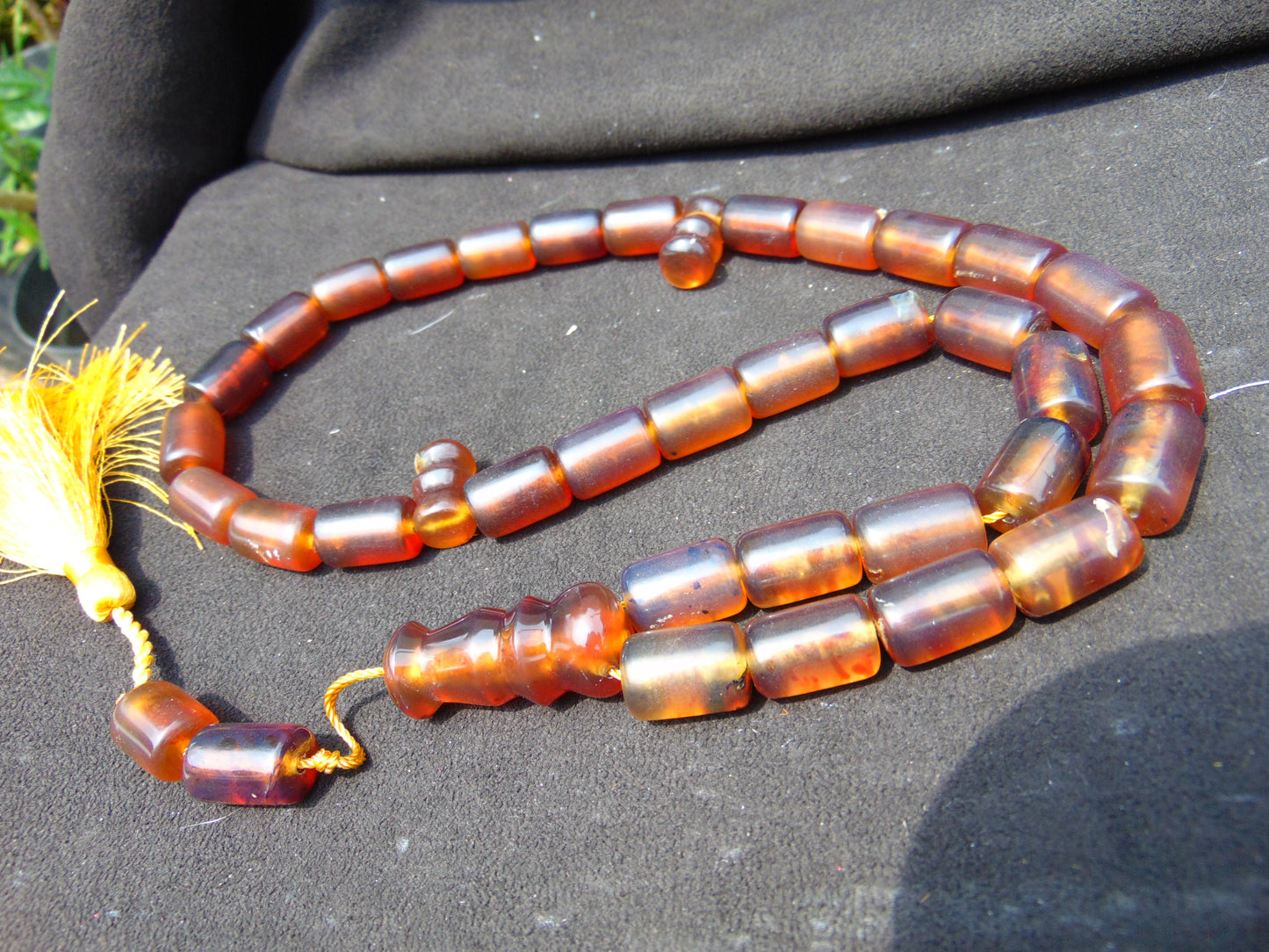 79 gr Komboloi Rosary 33+2 Beads 13x15 mm Indonesian Yellow Red Amber for Healing TT28